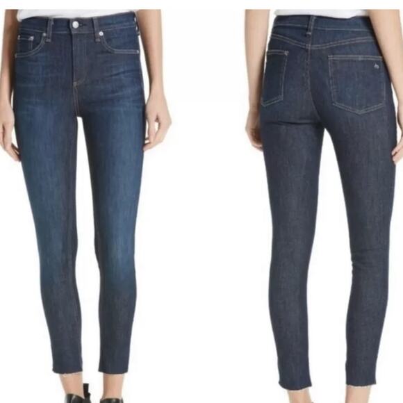 Rag & Bone Women's 10 Inch Ankle Skinny Jeans Size 26 Raw Hem In Mad River - Picture 1 of 10